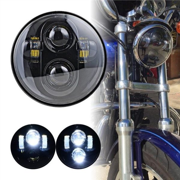75-inčna LED prednja svjetiljka za motocikl H4 Plug Chrome sistem crnih farova Auto Light System