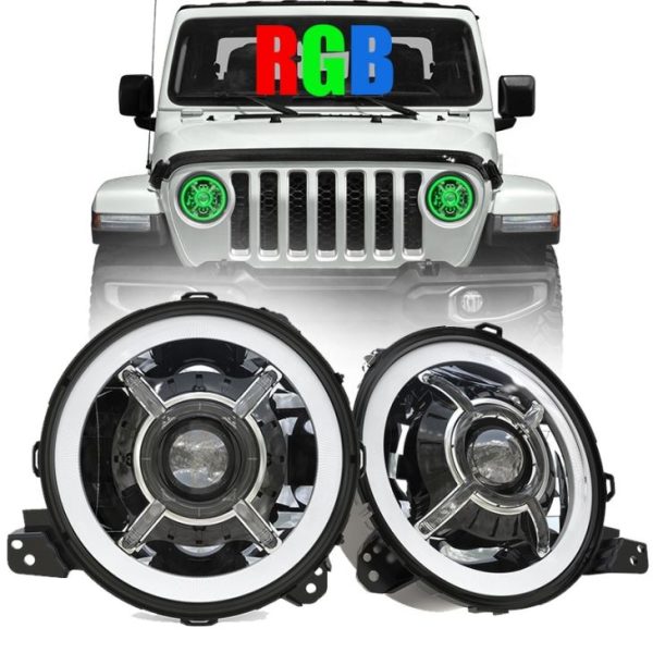 Novi dolazak u boji mijenja promjenljive 9 inčne halo svjetla za Jeep Wrangler JL 2018+ RGB JL prednja svjetla.
