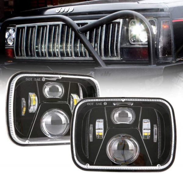 Odobreno DOT 5x7 inčni 60W LED kvadratno prednje svjetlo zapečaćeno Hi / Lo svjetlo crno / srebrno za Jeep YJ XJ MJ i za off-road