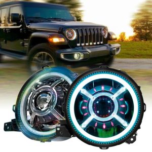 9 inčni okrugli džip JL 2018 RGB Prsten Jeep Wrangler Promjena boje Halo Led farovi