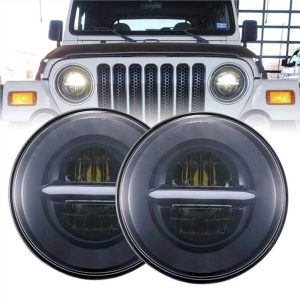 Morsun Okrugla LED prednja svjetla Sa Halo Angel Eyes DRL Far za Jeep Wrangler JK